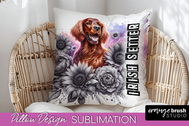 Dog Pillow Cover - Dog Mom Floral Pillow Sublimation Sublimation OrangeBrushStudio 