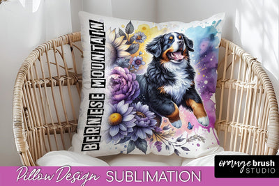 Dog Pillow Cover - Dog Mom Floral Pillow Sublimation Sublimation OrangeBrushStudio 