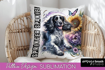 Dog Pillow Cover - Dog Mom Floral Pillow Sublimation Sublimation OrangeBrushStudio 