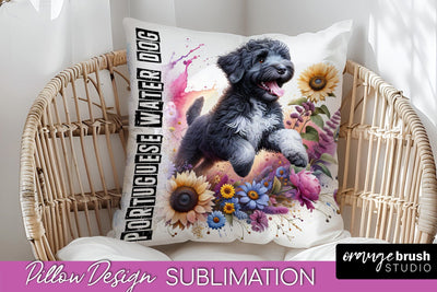 Dog Pillow Cover - Dog Mom Floral Pillow Sublimation Sublimation OrangeBrushStudio 