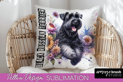 Dog Pillow Cover - Dog Mom Floral Pillow Sublimation Sublimation OrangeBrushStudio 