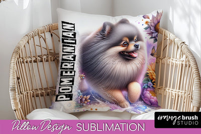 Dog Pillow Cover - Dog Mom Floral Pillow Sublimation Sublimation OrangeBrushStudio 
