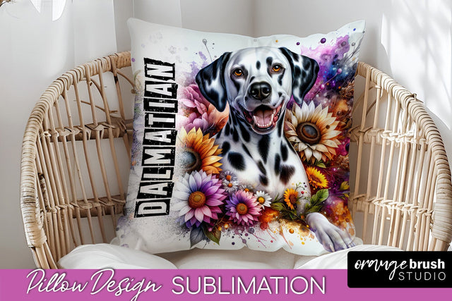 Dog Pillow Cover - Dog Mom Floral Pillow Sublimation Sublimation OrangeBrushStudio 