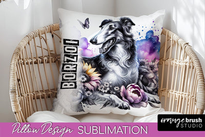 Dog Pillow Cover - Dog Mom Floral Pillow Sublimation Sublimation OrangeBrushStudio 