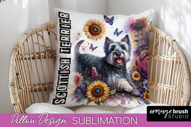 Dog Pillow Cover - Dog Mom Floral Pillow Sublimation Sublimation OrangeBrushStudio 