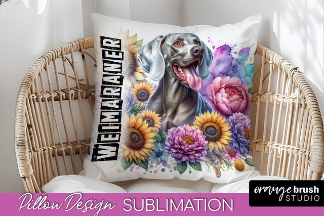 Dog Pillow Cover - Dog Mom Floral Pillow Sublimation Sublimation OrangeBrushStudio 