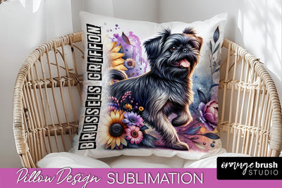 Dog Pillow Cover - Dog Mom Floral Pillow Sublimation Sublimation OrangeBrushStudio 