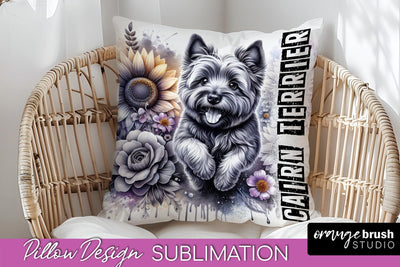 Dog Pillow Cover - Dog Mom Floral Pillow Sublimation Sublimation OrangeBrushStudio 