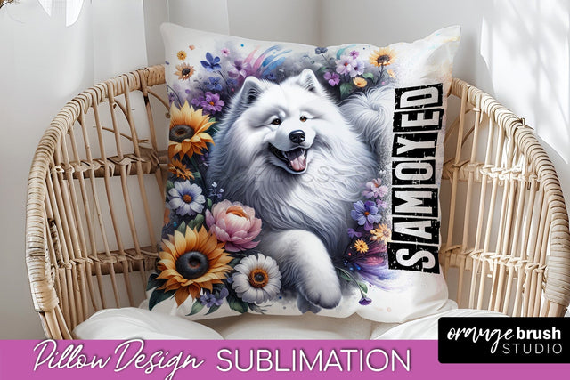 Dog Pillow Cover - Dog Mom Floral Pillow Sublimation Sublimation OrangeBrushStudio 