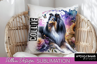 Dog Pillow Cover - Dog Mom Floral Pillow Sublimation Sublimation OrangeBrushStudio 