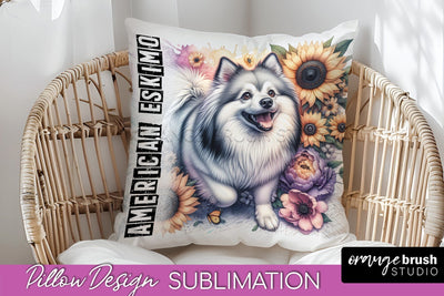 Dog Pillow Cover - Dog Mom Floral Pillow Sublimation Sublimation OrangeBrushStudio 