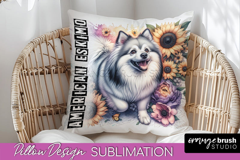Dog Pillow Cover - Dog Mom Floral Pillow Sublimation Sublimation OrangeBrushStudio 