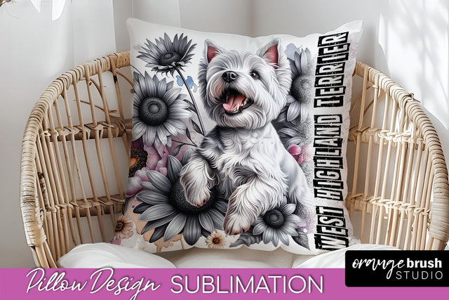 Dog Pillow Cover - Dog Mom Floral Pillow Sublimation Sublimation OrangeBrushStudio 