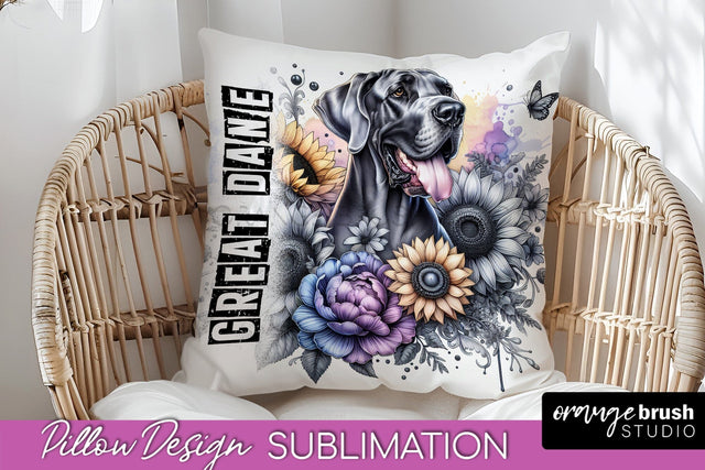 Dog Pillow Cover - Dog Mom Floral Pillow Sublimation Sublimation OrangeBrushStudio 
