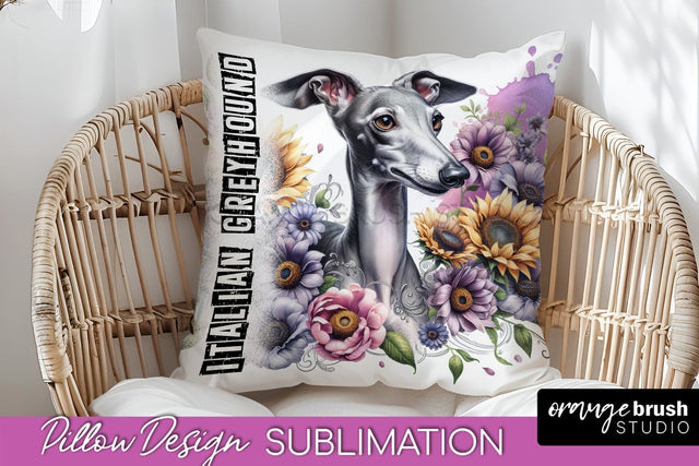 Dog Pillow Cover - Dog Mom Floral Pillow Sublimation Sublimation OrangeBrushStudio 