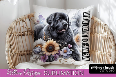 Dog Pillow Cover - Dog Mom Floral Pillow Sublimation Sublimation OrangeBrushStudio 