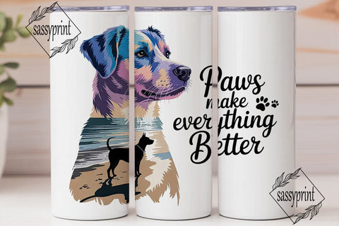 Dog Portrait with Paws Quote 20oz Sublimation sassyprint 