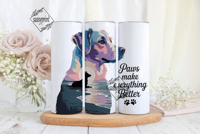 Dog Portrait with Paws Quote 20oz Sublimation sassyprint 