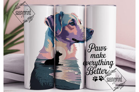 Dog Portrait with Paws Quote 20oz Sublimation sassyprint 