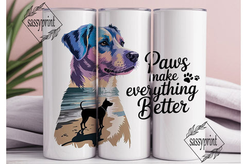 Dog Portrait with Paws Quote 20oz Sublimation sassyprint 