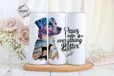 Dog Portrait with Paws Quote 20oz Sublimation sassyprint 
