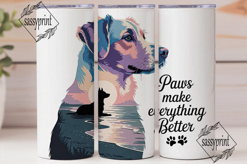 Dog Portrait with Paws Quote 20oz Sublimation sassyprint 