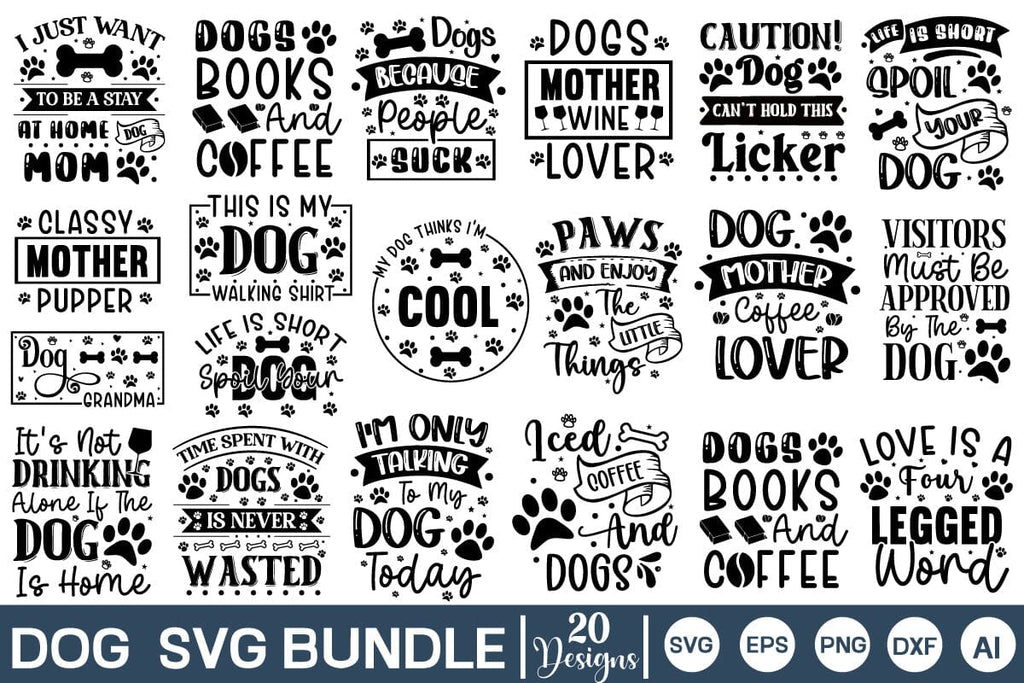 Dog Quotes SVG Bundle, Dog SVG Bundle, Funny pet quotes, Dog lover ...