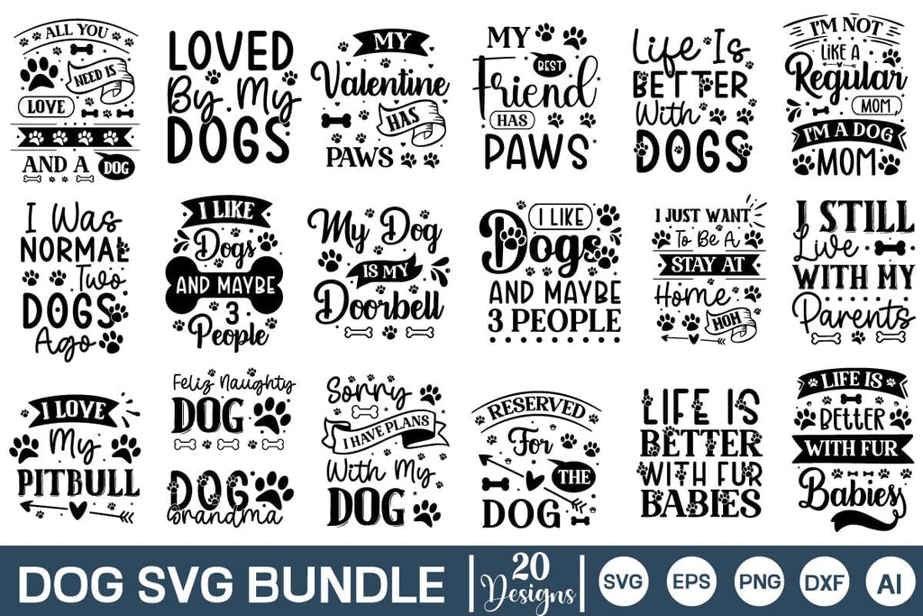 Dog Quotes SVG Bundle, Dog SVG Designs, Funny pet quotes, SVGs,Quotes ...