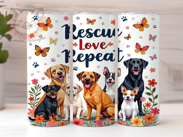 Dog Rescue Adoption Tumbler Wrap, Dog Rescue Tumbler, Rescue Love Design, 20oz Tumbler Wrap, Animal Lover Gift, Pet Adoption Decor, Sublimation Drinkware, Gift for Dog Lovers Sublimation Lara' s Designs 
