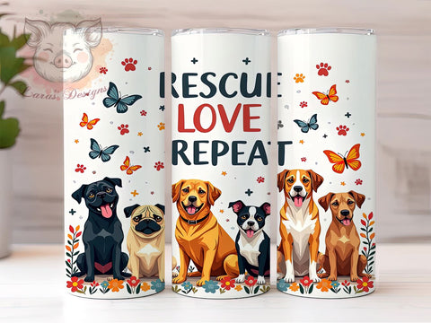 Dog Rescue Adoption Tumbler Wrap, Dog Rescue Tumbler, Rescue Love Design, 20oz Tumbler Wrap, Animal Lover Gift, Pet Adoption Decor, Sublimation Drinkware, Gift for Dog Lovers Sublimation Lara' s Designs 