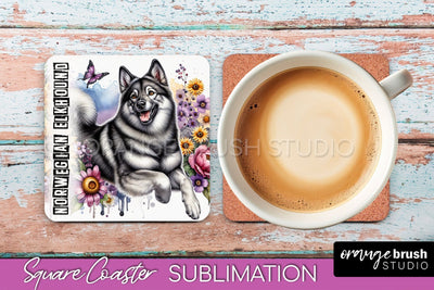 Dog Square Coaster - Dog Mom Floral Coaster Sublimation Sublimation OrangeBrushStudio 