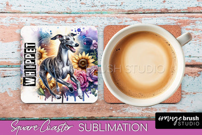 Dog Square Coaster - Dog Mom Floral Coaster Sublimation Sublimation OrangeBrushStudio 