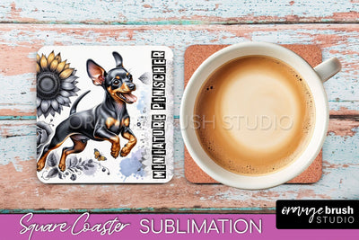 Dog Square Coaster - Dog Mom Floral Coaster Sublimation Sublimation OrangeBrushStudio 