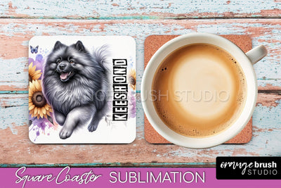 Dog Square Coaster - Dog Mom Floral Coaster Sublimation Sublimation OrangeBrushStudio 