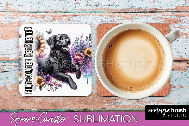 Dog Square Coaster - Dog Mom Floral Coaster Sublimation Sublimation OrangeBrushStudio 