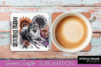 Dog Square Coaster - Dog Mom Floral Coaster Sublimation Sublimation OrangeBrushStudio 