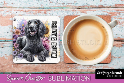 Dog Square Coaster - Dog Mom Floral Coaster Sublimation Sublimation OrangeBrushStudio 