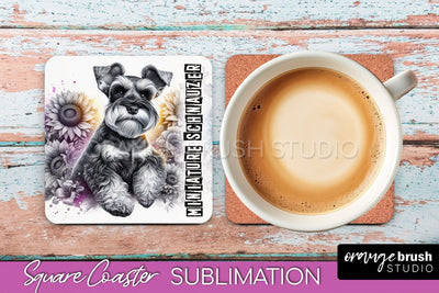 Dog Square Coaster - Dog Mom Floral Coaster Sublimation Sublimation OrangeBrushStudio 