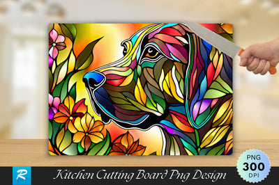 Dog Stained Glass Cutting Board Sublimation Regulrcrative 