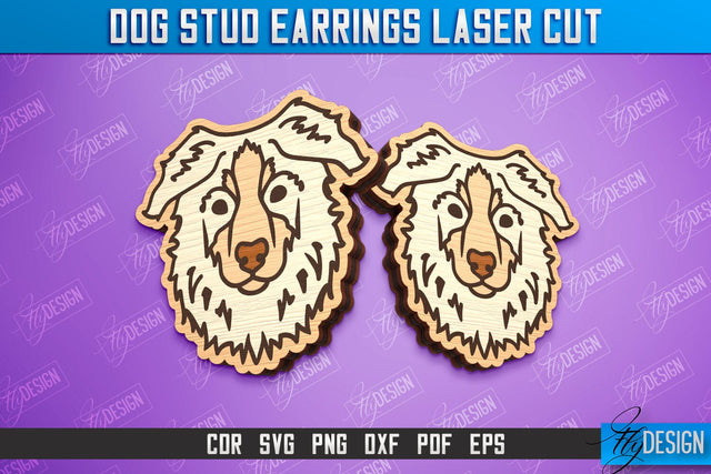 Dog Stud Earrings Laser Cut | Accessories Design | Decorative Earrings Template | CNC File SVG Fly Design 