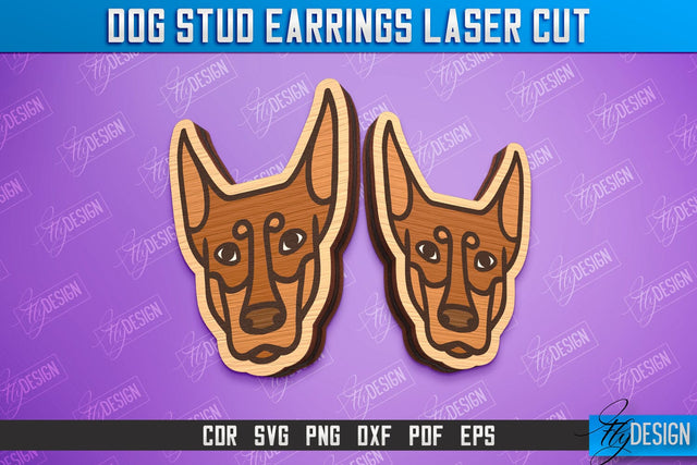 Dog Stud Earrings Laser Cut | Accessories Design | Decorative Earrings Template | CNC File SVG Fly Design 