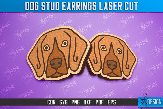 Dog Stud Earrings Laser Cut | Accessories Design | Decorative Earrings Template | CNC File SVG Fly Design 