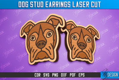 Dog Stud Earrings Laser Cut | Accessories Design | Decorative Earrings Template | CNC File SVG Fly Design 