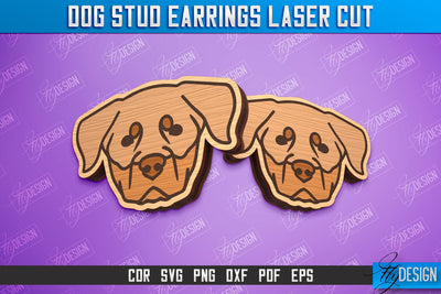Dog Stud Earrings Laser Cut | Accessories Design | Decorative Earrings Template | CNC File SVG Fly Design 