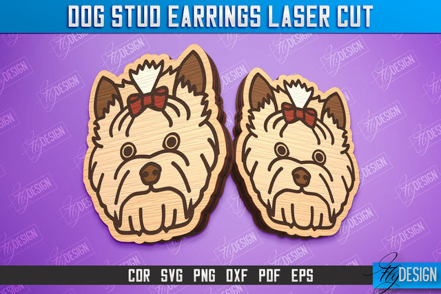 Dog Stud Earrings Laser Cut | Accessories Design | Decorative Earrings Template | CNC File SVG Fly Design 