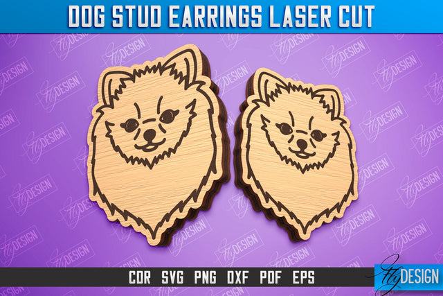 Dog Stud Earrings Laser Cut | Accessories Design | Decorative Earrings Template | CNC File SVG Fly Design 