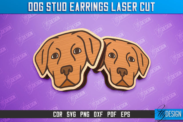 Dog Stud Earrings Laser Cut | Accessories Design | Decorative Earrings Template | CNC File SVG Fly Design 