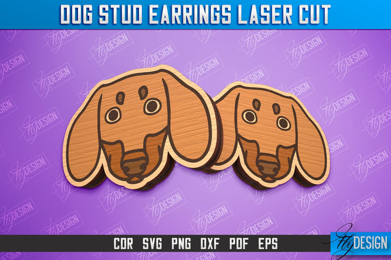 Dog Stud Earrings Laser Cut | Accessories Design | Decorative Earrings Template | CNC File SVG Fly Design 
