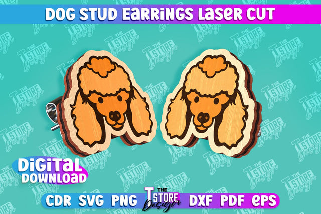 Dog Stud Earrings Laser Cut | Accessories Design | Decorative Earrings Template | CNC File SVG The T Store Design 