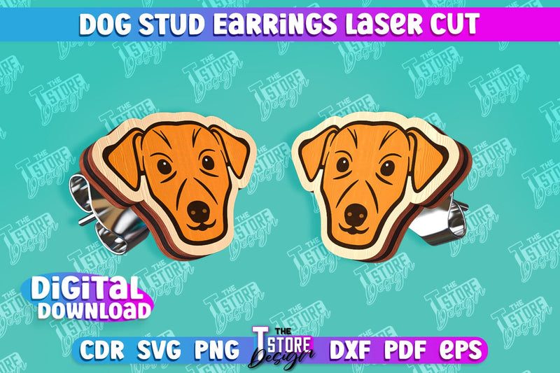 Dog Stud Earrings Laser Cut | Accessories Design | Decorative Earrings Template | CNC File SVG The T Store Design 
